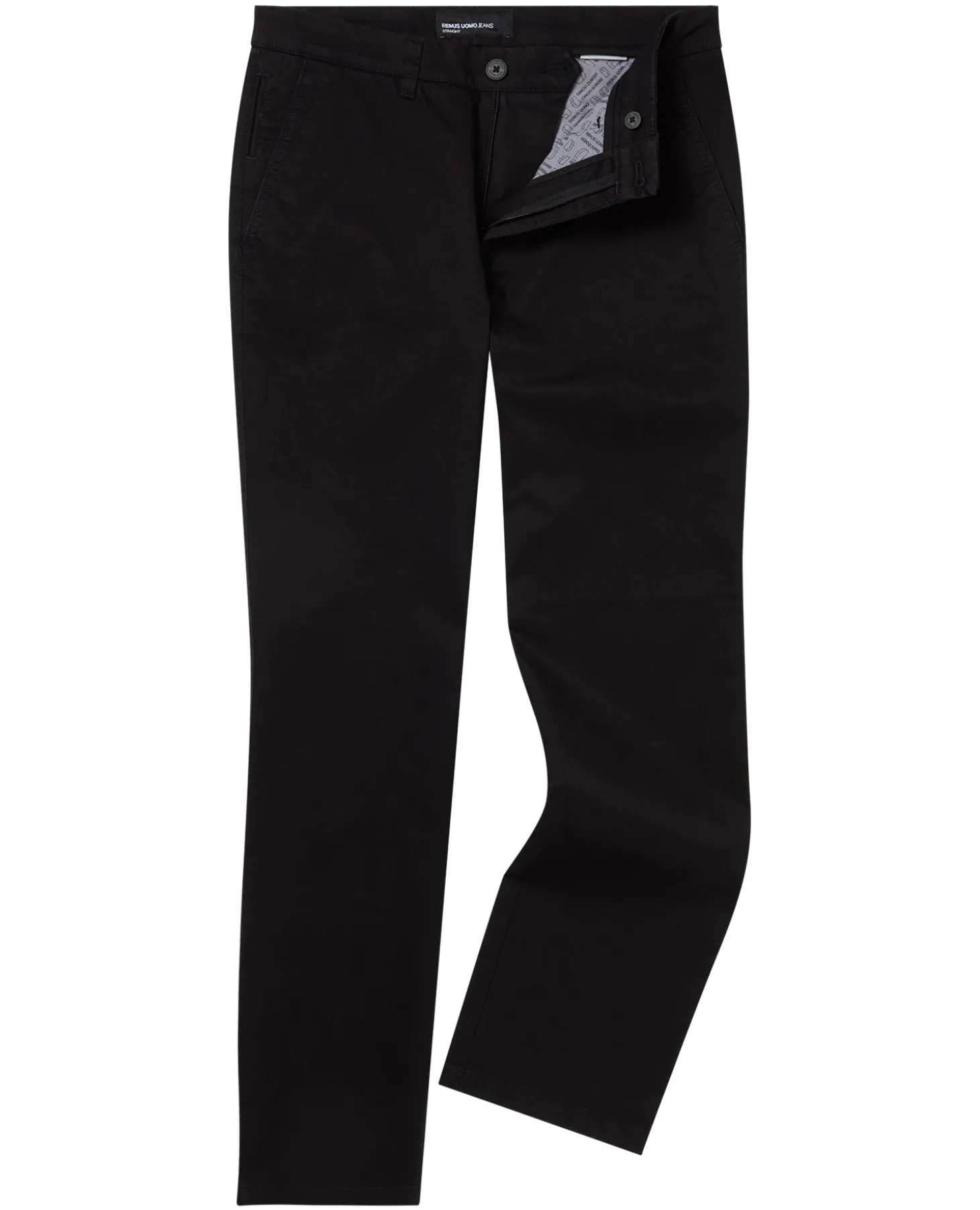 Black Straight Leg Cotton Stretch Chino