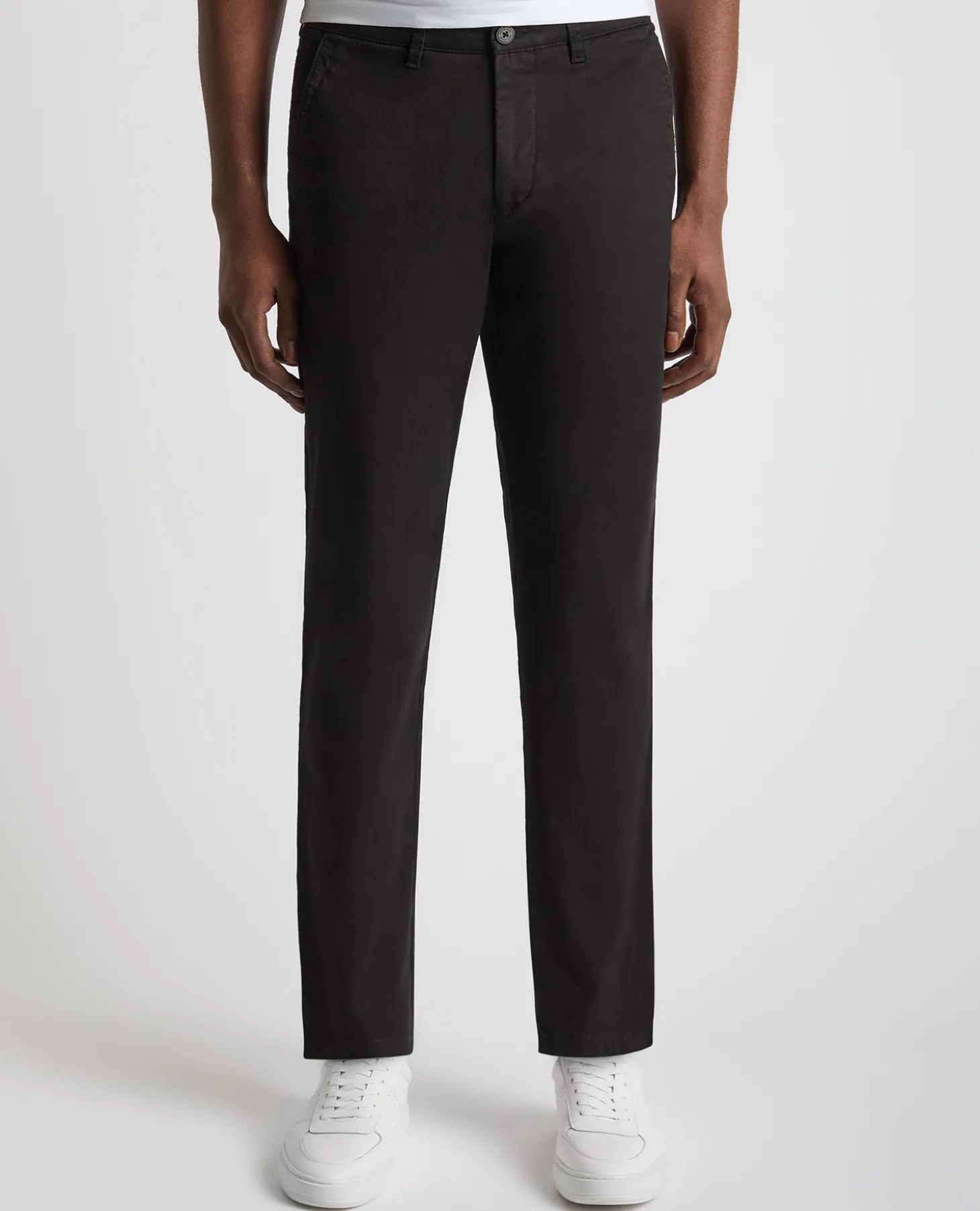 Black Straight Leg Cotton Stretch Chino