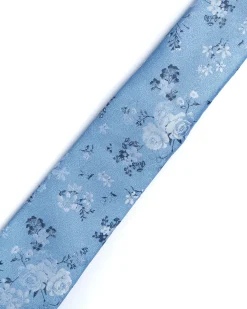 Blue Floral Foliage Print Tie