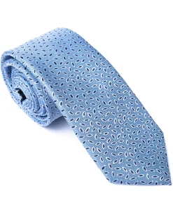 Blue Leaf Print Floral Tie