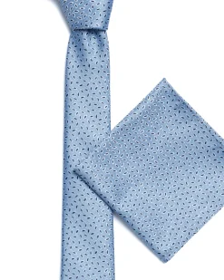 Blue Leaf Print Floral Tie