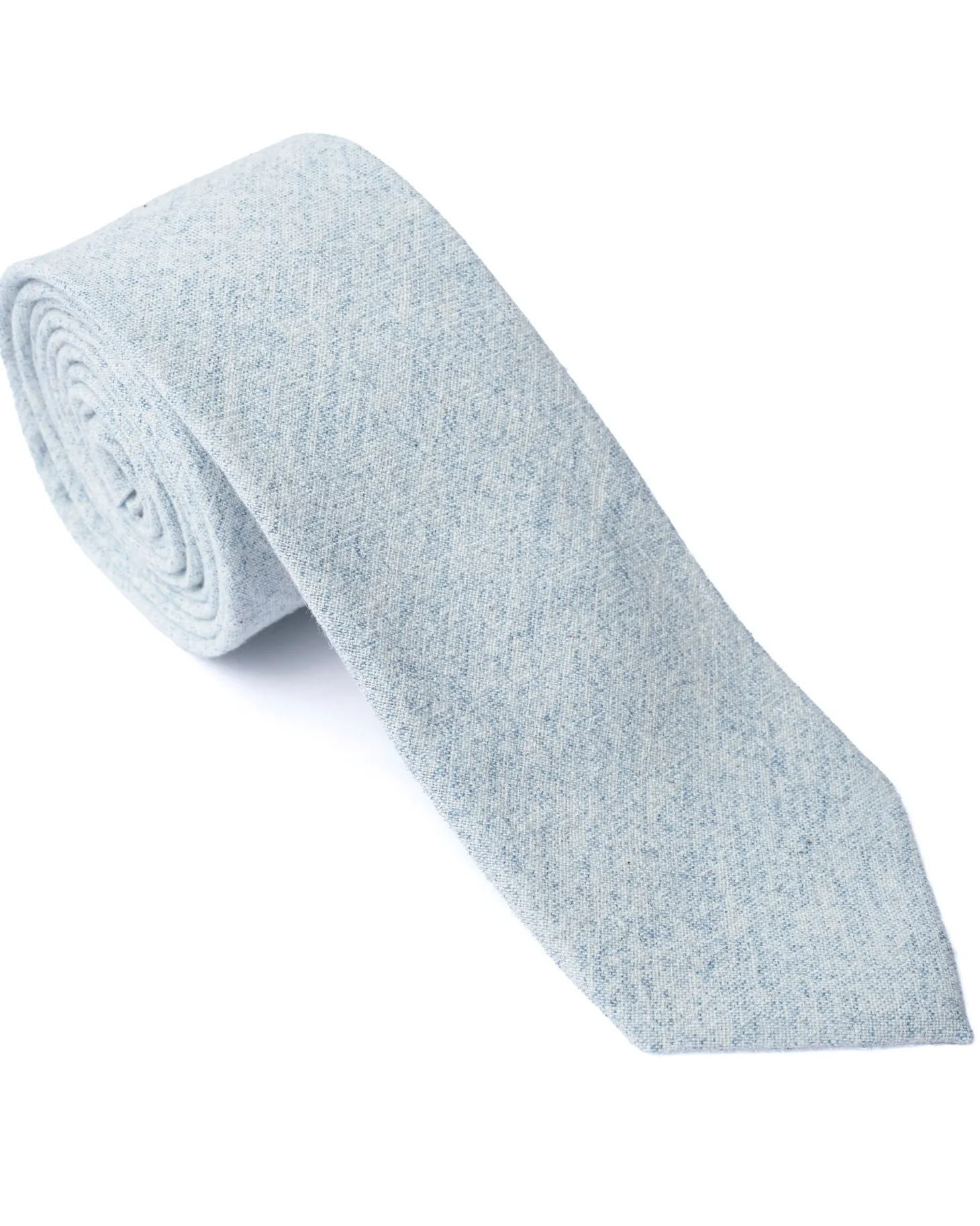 Blue Plain Cotton-Linen Tie