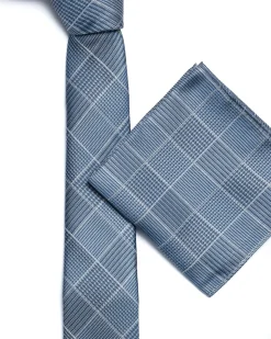 Blue Woven Check Tie