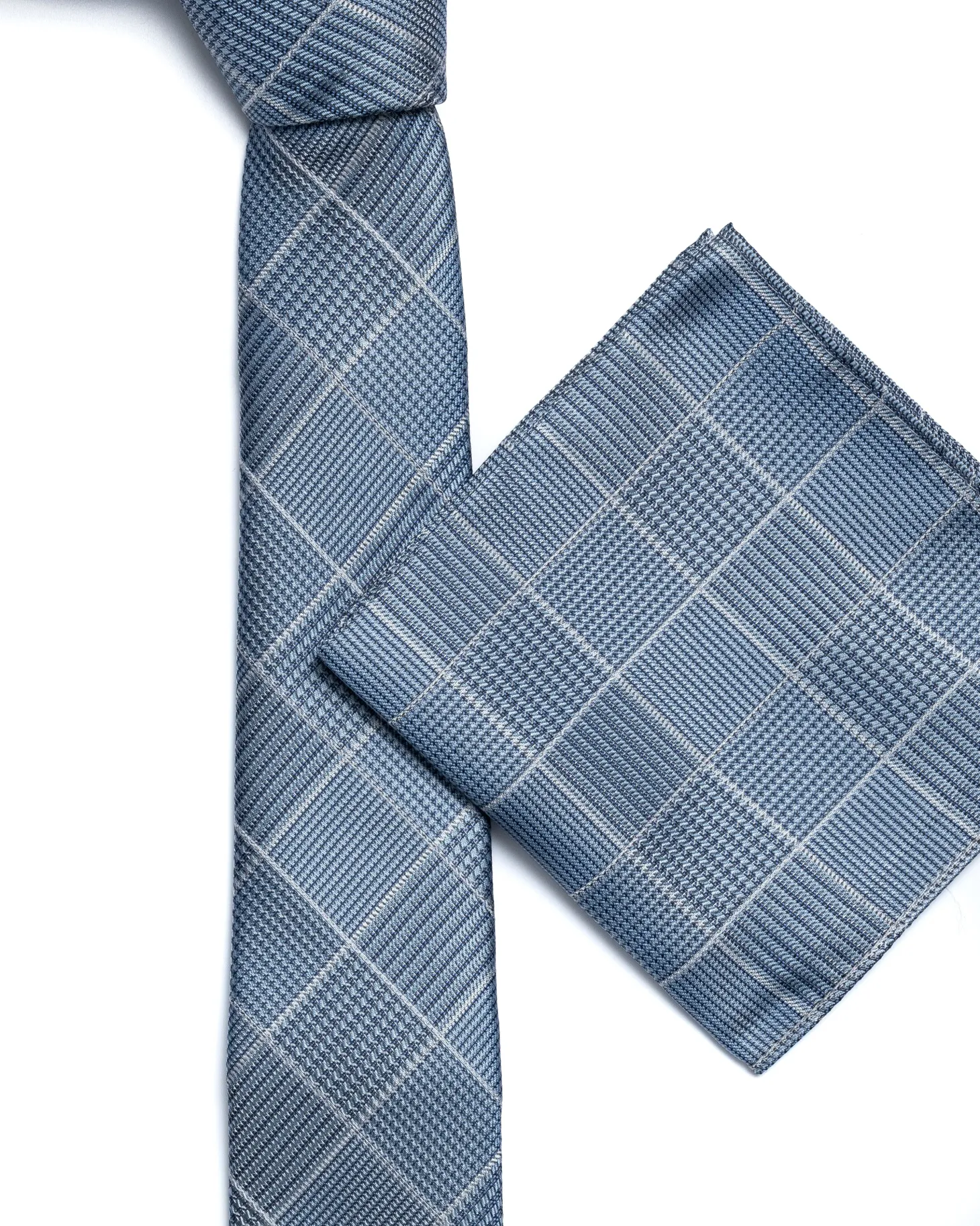 Blue Woven Check Tie