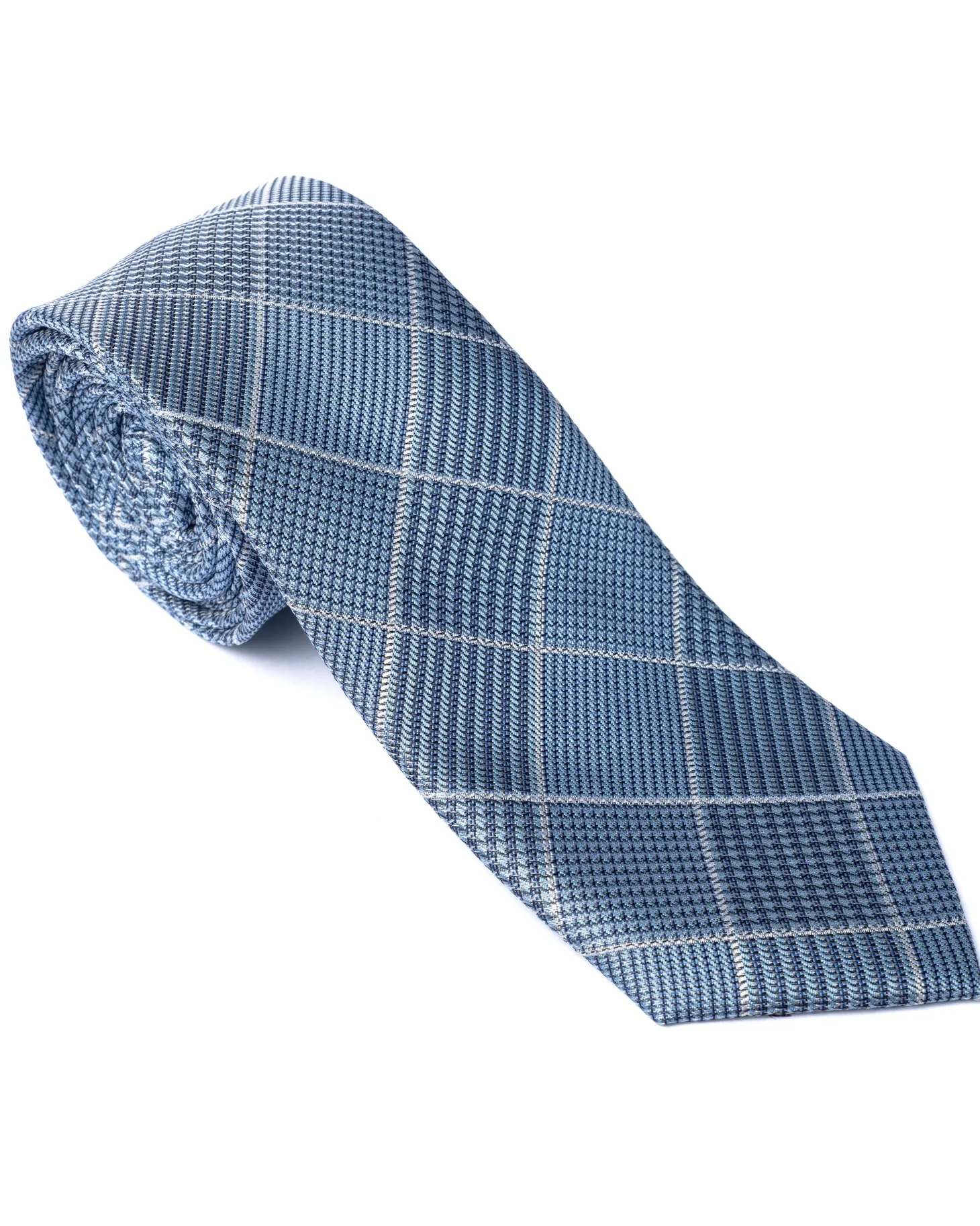 Blue Woven Check Tie