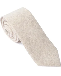 Brown Plain Cotton-Linen Tie