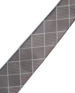 Brown Woven Check Tie