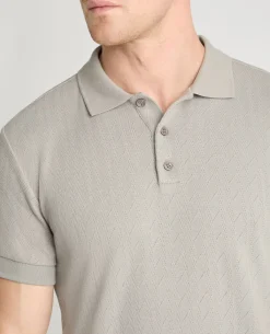 Cable Patterned Cotton Polo Shirt