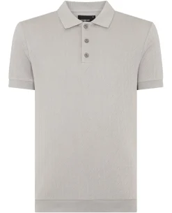 Cable Patterned Cotton Polo Shirt