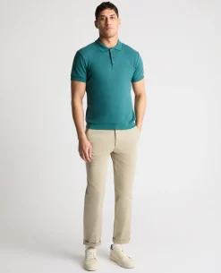 Cable Patterned Cotton Polo Shirt