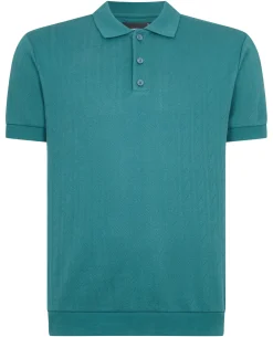 Cable Patterned Cotton Polo Shirt