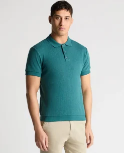 Cable Patterned Cotton Polo Shirt