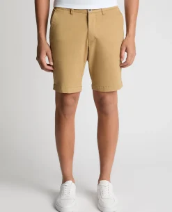 Camel Slim Leg Cotton-Stretch Chino Short