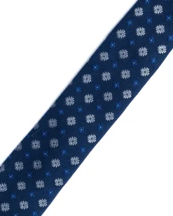 Dark Blue Floral Silk Tie