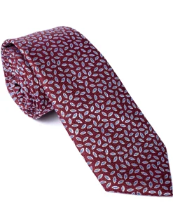 Dark Red Leaf Print Floral Tie