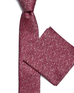 Dark Red Micro Pattern Print Tie