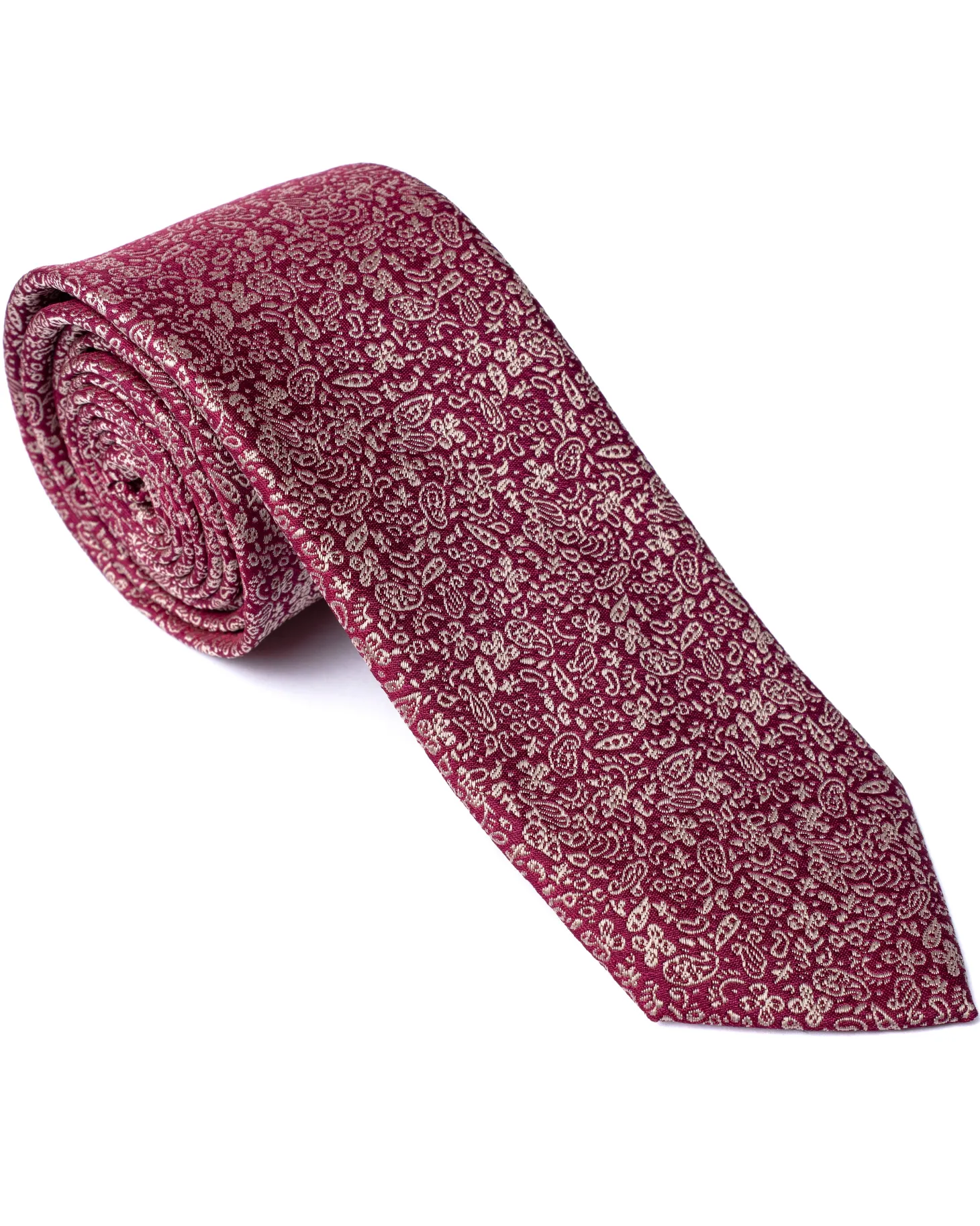 Dark Red Micro Pattern Print Tie