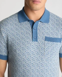 Geometric Print knit Polo