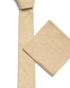 Gold Plain Cotton-Linen Tie