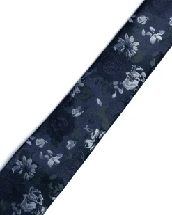 Green Floral Foliage Print Tie