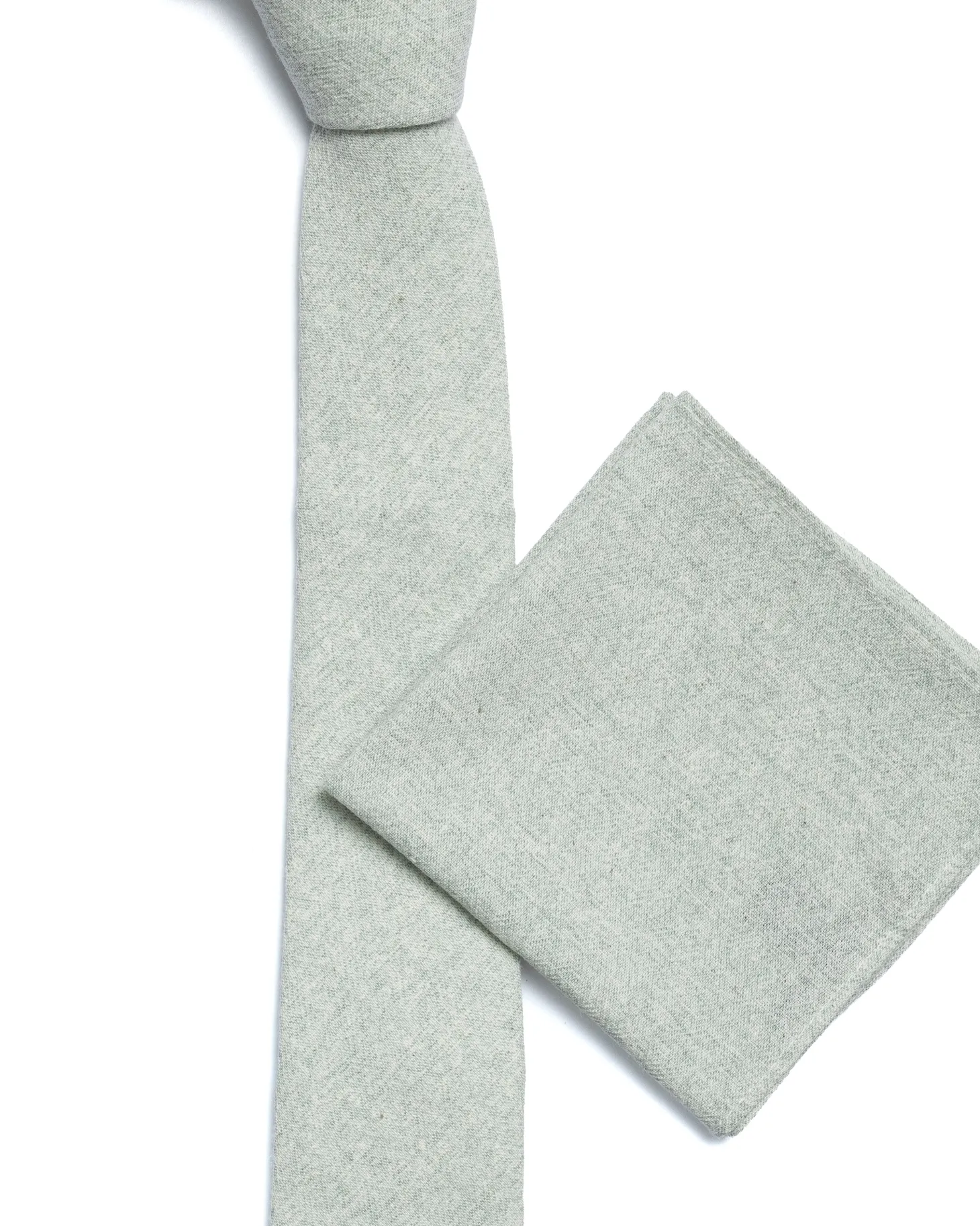 Green Plain Cotton-Linen Tie