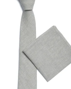 Green Plain Linen Blend Tie