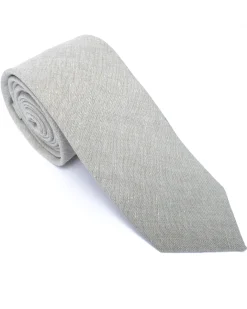 Green Plain Linen Blend Tie