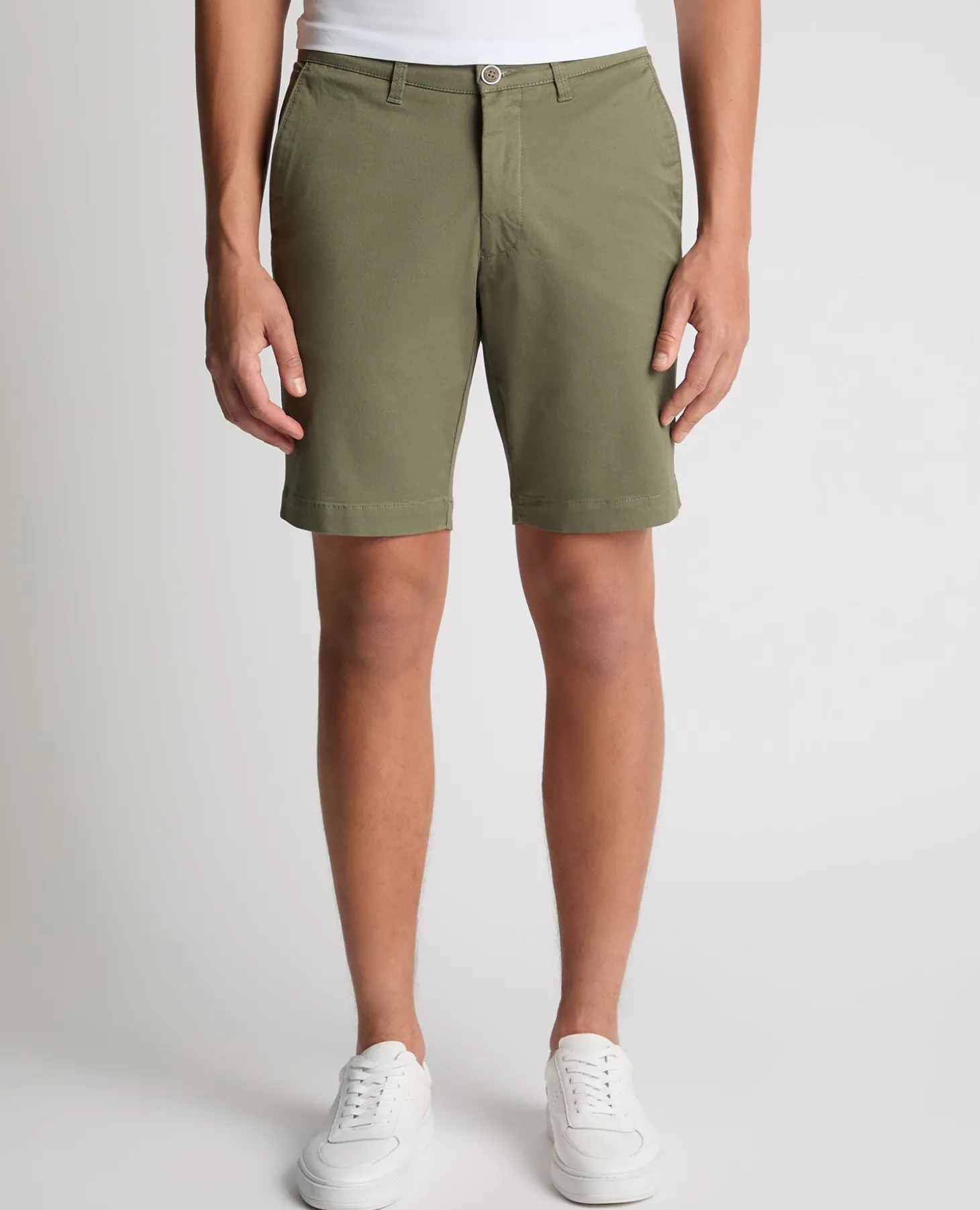 Green Slim Leg Cotton-Stretch Chino Short