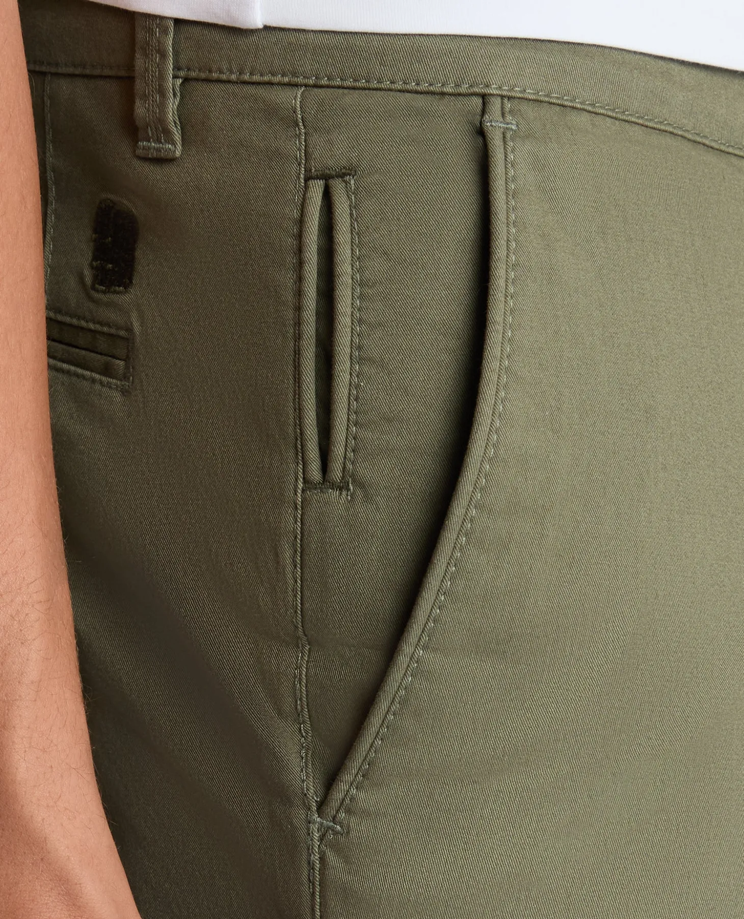 Green Slim Leg Cotton-Stretch Chino Short