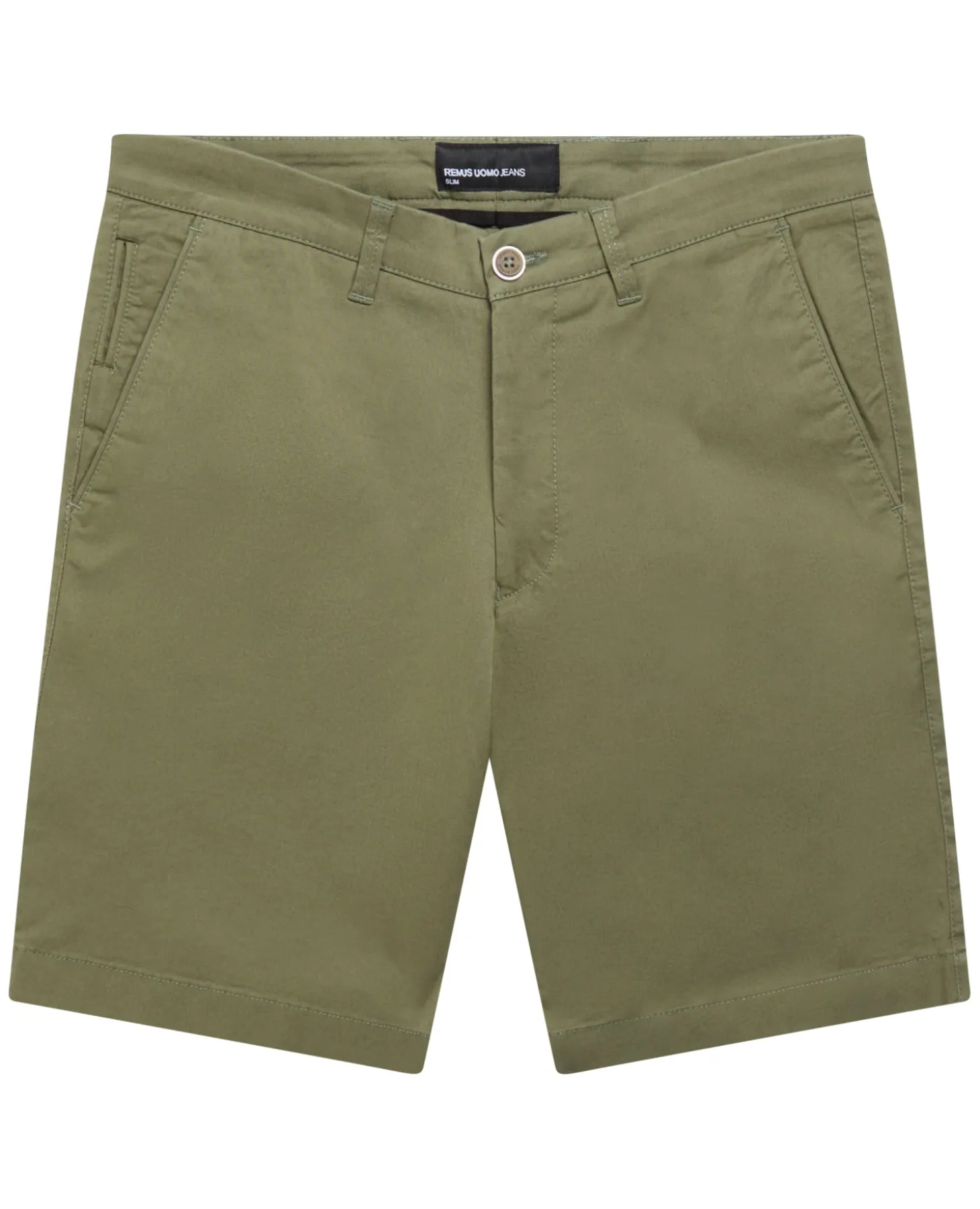 Green Slim Leg Cotton-Stretch Chino Short
