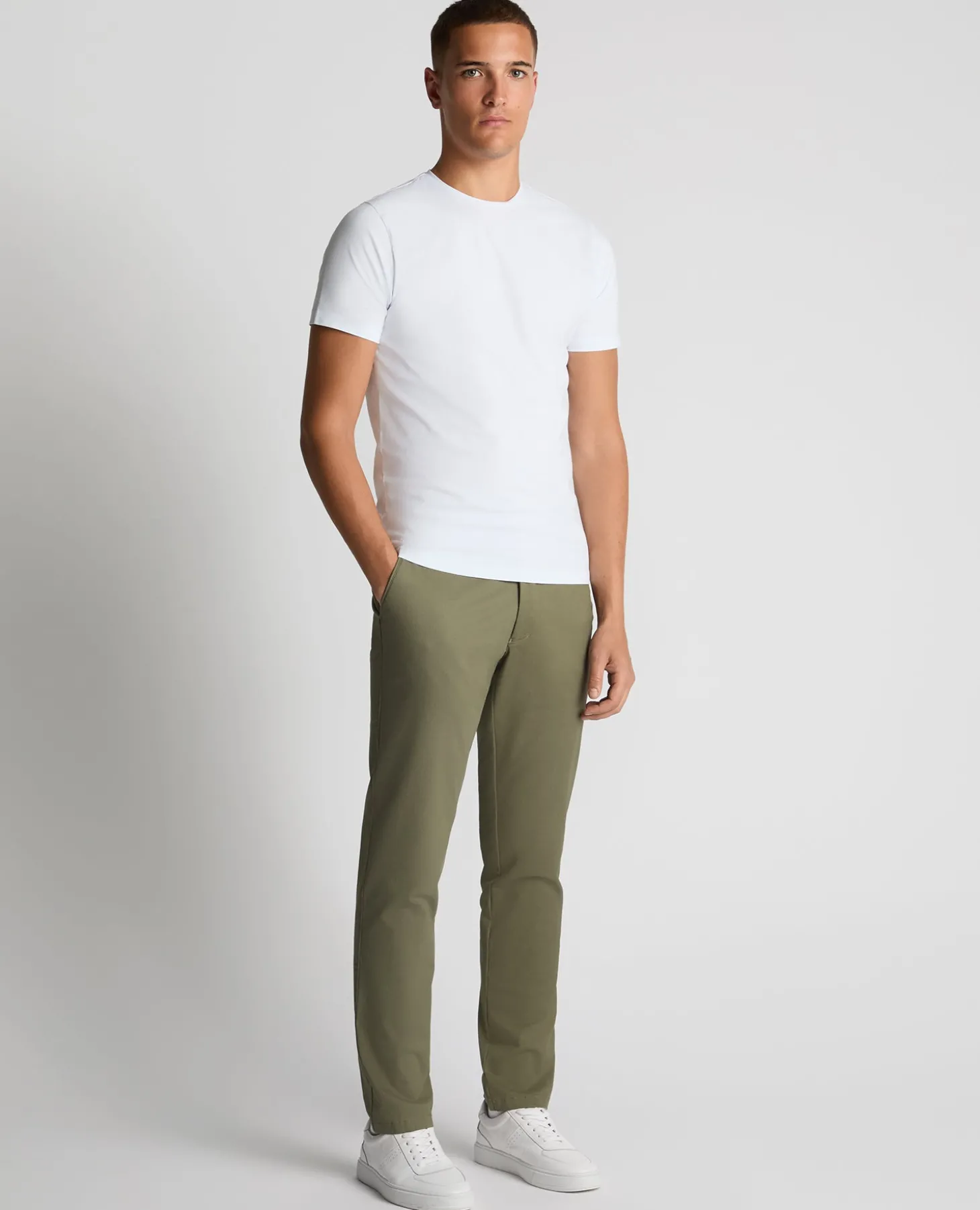 Green Slim Leg Cotton-Stretch Chinos