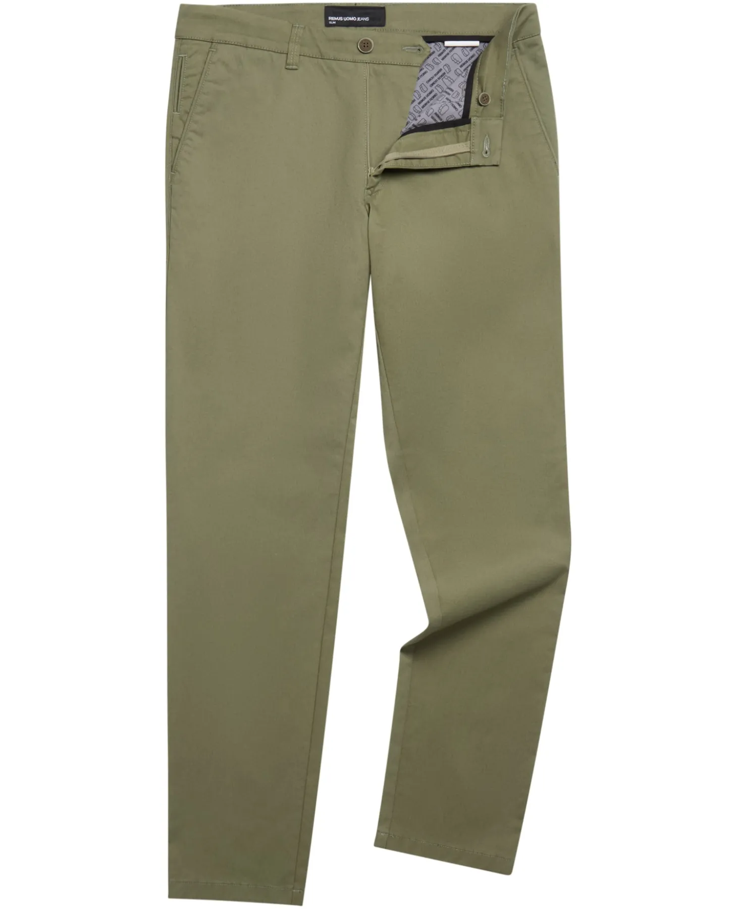 Green Slim Leg Cotton-Stretch Chinos