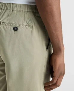 Green Straight Leg Cotton-Tencel Blend Chinos