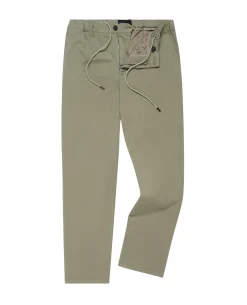 Green Straight Leg Cotton-Tencel Blend Chinos