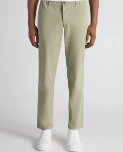 Green Straight Leg Cotton-Tencel Blend Chinos