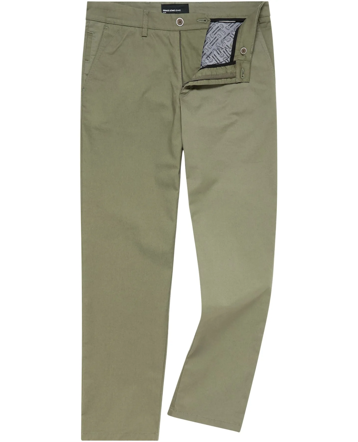 Green Straight Leg Cotton Stretch Chino