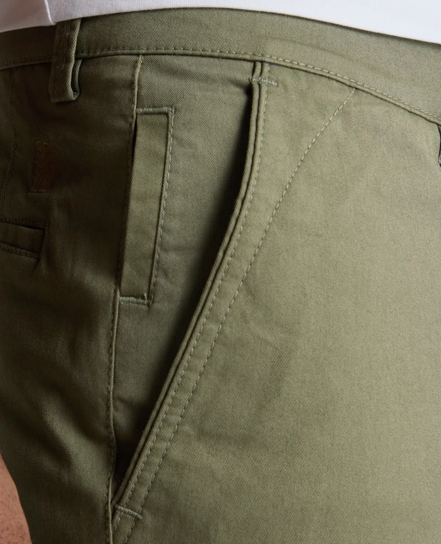 Green Straight Leg Cotton Stretch Chino