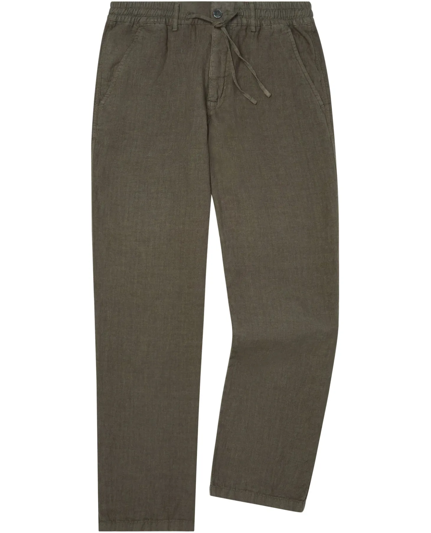 Green Straight Leg Linen Trousers