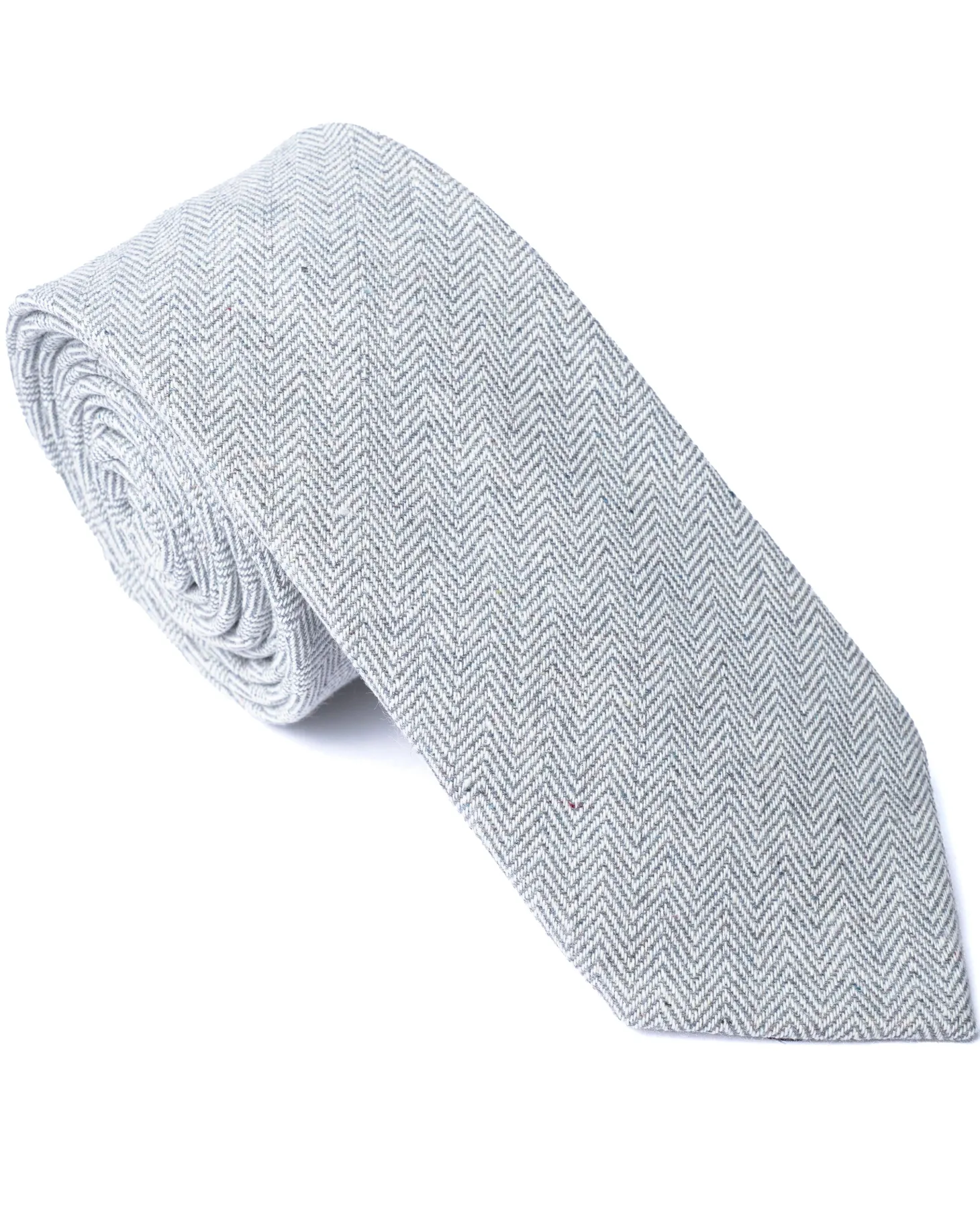 Grey Herringbone Cotton-Linen Tie