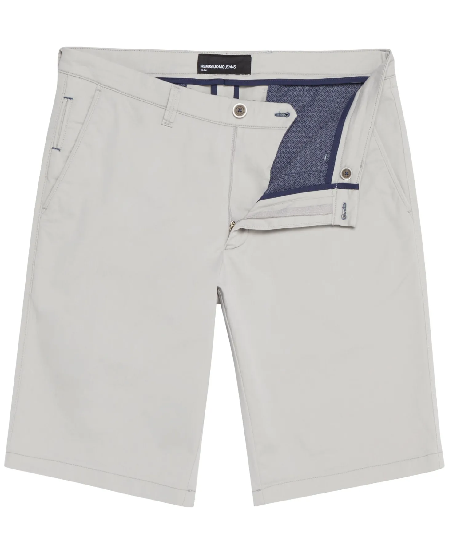 Grey Slim Leg Cotton-Stretch Chino Short