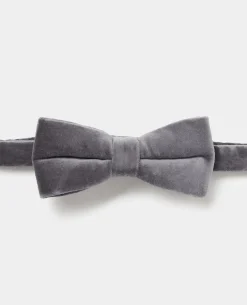 Grey Velvet Bow Tie