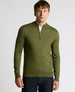Half Zip Merino Wool-Blend Sweater