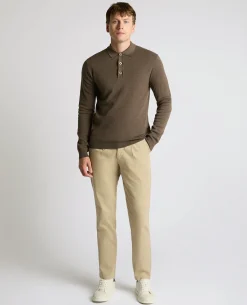 Long Sleeve Cotton Knit Polo