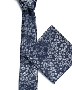 Navy Floral Print Tie