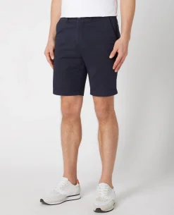 Navy Slim Leg Cotton-Stretch Chino Short