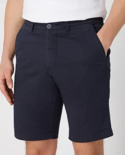 Navy Slim Leg Cotton-Stretch Chino Short