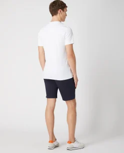 Navy Slim Leg Cotton-Stretch Chino Short