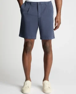 Navy Straight Leg Cotton-Blend Chino Shorts