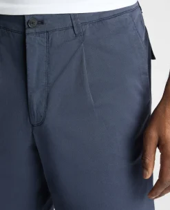 Navy Straight Leg Cotton-Blend Chino Shorts