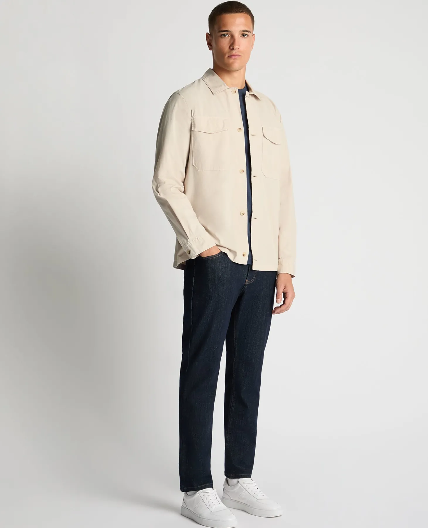 Regular Fit Cotton-Stretch Overshirt